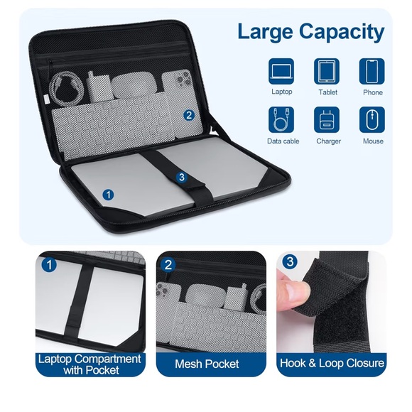 15-16 inch Laptop Hard Case, Waterproof Shockproof for MacBook HP Dell - Picture 3 of 12